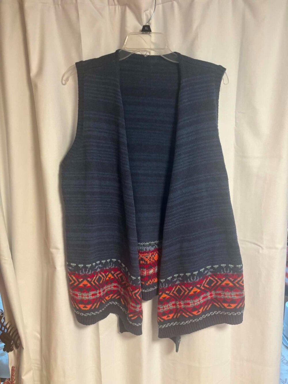 Sleeveless Blue Cardigan Sweater Size XL